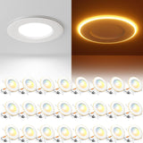5/6 Inch LED Can Lights with Night Light, Retrofit Recessed Lighting Selectable 5CCT, 1100LM Downlight, Dimmable, ETL & FCC-9