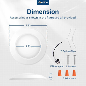 5/6 Inch LED Disk Lights,Flush Mount Ceiling Disc Light, Selectable CCT, 1050 Lumens - 3