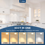 Amico 6 Pack 2 Inch 5CCT Ultra - Thin LED Canless Recessed Ceiling Light with Junction Box, 2700K/3000K/3500K/4000K/5000K Selectable, CRI90+, 6W=40W, 350LM, Dimmable Canless Wafer Downlight - ETL&FCC - 2