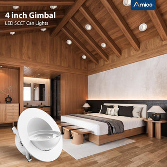 4 Inch Retrofit Eyeball Gimbal Can Lights, Slim Design, Selectable CCT,700 Lumens - 8