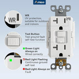 Amico-20A Weather Resistant GFCI Outlet with LED Indicator & Wall Plate - White-5