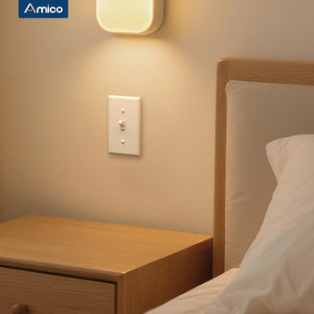 Amico-15A Single Pole Toggle Light Switch with Wall Plate & Screws - White-5