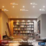 White Led Baffle Recessed Can Light With Night Light, 5CCT, 2700K/3000K/ 3500K/4000K/5000K