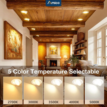 6 Inch Gimbal LED Recessed Lighting, 360° & 90° Adjustable Eyeball, Selectable CCT, 1200 Lumens - 4