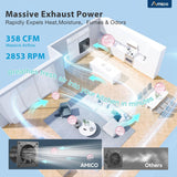 6 Inch Kitchen Exhaust Fan with Remote, 358 CFM High Airflow EC Motor Ventilation Fan, 9-Speed Adjustable, 29W Energy Efficient, Timer, Low Noise, Black for Kitchen, Garage, Attic & Greenhouse, FCC Certified-6