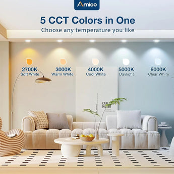 6 Inch LED Recessed Lighting, Dimmable, Retrofit Can Light with Baffle Trim, Selectable CCT, 950 Lumens - 5
