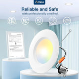 6 Inch LED Recessed Lighting, Dimmable, Retrofit Can Light with Baffle Trim, Selectable CCT, 950 Lumens - 12