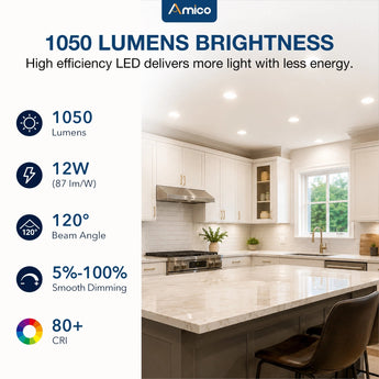 6 Inch Recessed LED Lighting, Slim Design, Selectable CCT, 1050 Lumens-8