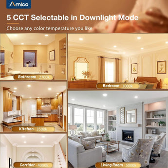 6 Inch Recessed LED Lighting With Night Light, Slim Design, Selectable CCT, 1100 Lumens - 5
