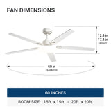 60" Black Ceiling Fan with Light & Remote – Dimmable 3CCT, Reversible, Quiet Fan for Bedroom, Living Room & Indoor/Outdoor - 9
