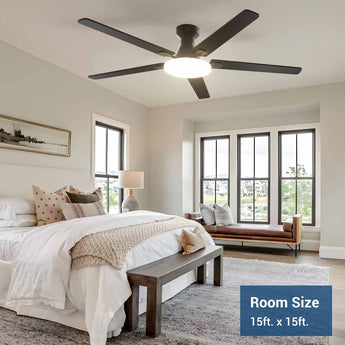 60" Flush Mount Ceiling Fan with Light, Remote, Low Profile, 3CCT Dimmable, Reversible, Quiet DC - 2