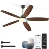 60 Inch Smart Ceiling Fan with Light, Wifi Alexa Remote Control Reversible 5 Blades 6 Speed 3CCT Dimmable Silent White Ceiling Fan for Bedroom Farmhouse - 10