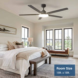 60" Sleek Ceiling Fan with Light, 3CCT Dimmable, Remote, Reversible, Quiet – Bedroom & Living Room - 2