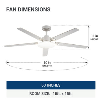 60" Sleek Ceiling Fan with Light, 3CCT Dimmable, Remote, Reversible, Quiet – Bedroom & Living Room - 17