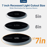 7 Inch Recessed LED Lighting, Slim Design, Selectable CCT, 1300 Lumens, Black Trim - 5