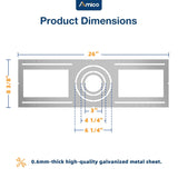 26 Inch New Construction Mounting Plate, Round Hole 3/4/6 Inch, Flat Galvanized Steel Rough - in Wafer Light Bracket, for LED Recessed Lighting Housing - 7
