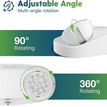 Emergency Lights for Business, with Battery Backup, Hard Wired, UL 924 Certified, AC 120/277V, Two Head Adjustable LED Emergency Lighting, 260 Lumens - 4