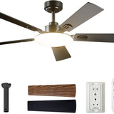 52" Black Ceiling Fan with Light & Remote, 3CCT Dimmable, Reversible, Quiet – Indoor/Outdoor - 1