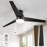 52" Low Profile Flush Mount Ceiling Fan with Light, Remote & Pull Chain, 5CCT Dimmable, Reversible, Quiet - 9