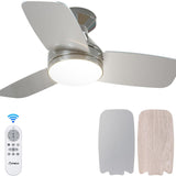 30" Low Profile Ceiling Fan with Light & Remote, Flush Mount, 3 - CCT Dimmable, Reversible & Noiseless, 4 Colors Available - 9