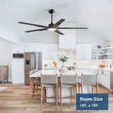 62 Inch Ceiling Fans with Lights and Remote, Indoor/Outdoor Ceiling Fan with 6 Speed, Reversible DC Motor, 3CCT, Dimmable, Noiseless modern Black /Walnut - 21