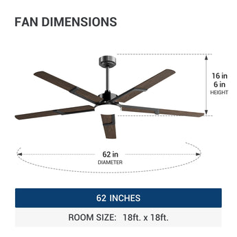 62 Inch Ceiling Fans with Lights and Remote, Indoor/Outdoor Ceiling Fan with 6 Speed, Reversible DC Motor, 3CCT, Dimmable, Noiseless modern Black /Walnut - 22