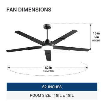 62 Inch Ceiling Fans with Lights and Remote, Indoor/Outdoor Ceiling Fan with 6 Speed, Reversible DC Motor, 3CCT, Dimmable, Noiseless modern Black /Walnut - 8