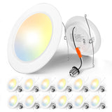 Amico Recessed Lighting 5/6 Inch, 24 Pack 5CCT Flat LED Can Lights, 2700K/3000K/4000K/5000K/6000K Selectable,12W Eqv 120W, 1050LM Brightness, Retrofit Installation - ETL & FCC - 1