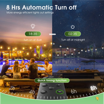 G40 Solar String Lights, LED Shatterproof Bulbs, Dimmable & Timable, 3 Lighting Modes - 6