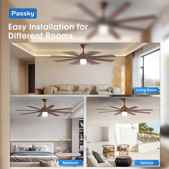 66 Inch Bronze Caged Ceiling Fan with Light, Reversible Dimmable 3CCT Fan Quiet Remote Control for Indoor Outdoor Farmhouse - 6