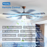 66 Inch Bronze Caged Ceiling Fan with Light, Reversible Dimmable 3CCT Fan Quiet Remote Control for Indoor Outdoor Farmhouse - 5