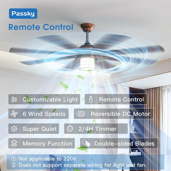 66 Inch Bronze Caged Ceiling Fan with Light, Reversible Dimmable 3CCT Fan Quiet Remote Control for Indoor Outdoor Farmhouse - 5