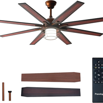 66 Inch Bronze Caged Ceiling Fan with Light, Reversible Dimmable 3CCT Fan Quiet Remote Control for Indoor Outdoor Farmhouse - 1