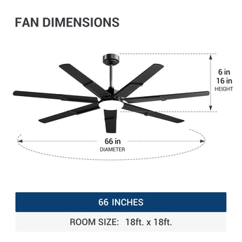 66 inch Ceiling Fans with Lights and Remote, 6 Speed Reversible DC Motor, 3CCT, Dimmable, Quiet, Timer Indoor/Outdoor - 3