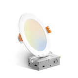 6 Inch Canless LED Recessed Light, Ultra - Thin 5CCT 2700K–5000K, 1050LM Dimmable Wafer Downlight with Junction Box, 12W (110W Eqv), ETL & FCC - 1