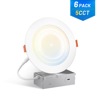 6 Inch Recessed LED Lighting, Press - Down,Slim Design, Selectable CCT, 1050 Lumens - 12