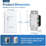 Amico-150W LED Dimmer Switch, Single Pole & 3-Way Universal Receptacle, No Neutral Wire Required, Wall Plate & Screws - White-6