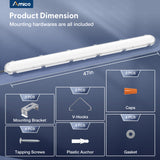 Amico 4 Pack 4FT LED Vapor Tight Light with 50W Adjustable, 6600LM, 5000K, 0 - 10V Dimmable, 100 - 277V, IP65 Waterproof Led Vapor Lighting Fixture with Plug for Shop Parking Garage Car Wash, ETL/FCC - 5