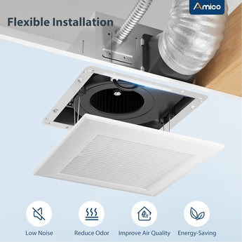 Amico-110 CFM Bathroom Exhaust Fan, 1.0 Sone Low Noise Ventilation Fan, Ceiling Mounted Retrofit-6