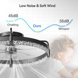 24" Low Profile Fandelier Ceiling Fan with Light & Remote, Flush Mount, Crystal Design, 3 - CCT Dimmable, Modern LED Fan - 8
