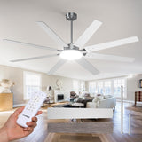 72" Large Ceiling Fan with Light & Remote, 3CCT Dimmable, Quiet – Modern Black, Indoor/Outdoor - 3