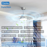 72" Large Ceiling Fan with Light & Remote, 3CCT Dimmable, Reversible, Quiet – Modern Nickel, Indoor/Outdoor - 2