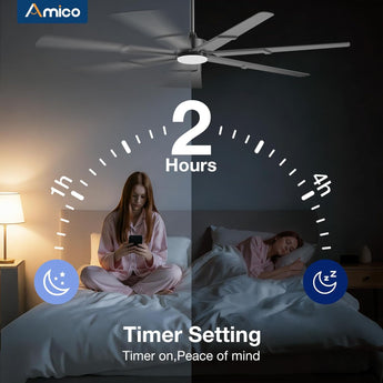 Amico 74 inch Ceiling Fans with Light and Remote, 6 Speed Reversible DC Motor, 3CCT, Dimmable, Quiet, Timer, Large Modern Ceiling Fan for Living room, Indoor/Outdoor - 9