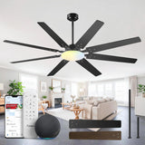 72" Large Ceiling Fan with Light & Remote, 3CCT Dimmable, Quiet – Modern Black, Indoor/Outdoor - 12