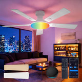 Amico 52'' Smart RGB Ceiling Fan with Light, Flush Mount, Reversible DC Motor, 3CCT Dimmable Light, 6 Speeds, Remote/APP/Alexa Control, Noiseless for Bedroom Living Room, Black - 11