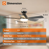 42" Low Profile Ceiling Fan with Light & Remote, Flush Mount, 3CCT Dimmable, Reversible, Quiet - 3