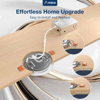 4 Inch Recessed LED Lighting, Slim Design, 5CCT, 800 Lumens - 8