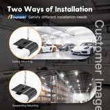 4FT Linkable LED Shop Light with Reflector, 4400LM, 6500K, 40W (250W), Surface & Suspension, Garage, Black - 5