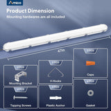 LED Vapor Tight Light, 50W Adjustable 6600LM, 5000K, 0 - 10V Dimmable, IP65 Waterproof, 100 - 277V - 6