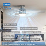 52" Low Profile Flush Mount Ceiling Fan with Light, Remote & Pull Chain, 5CCT Dimmable, Reversible, Quiet - 6